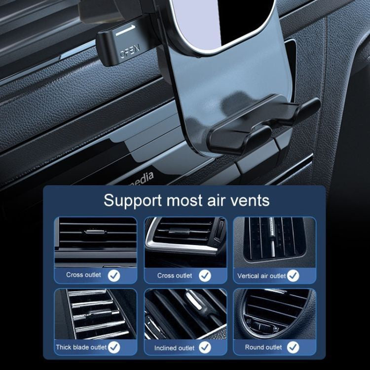 Air Vent Car Phone Holder, fits your car air conditioning vent. Spiral hook car phone mount with 360° swivel arm, no air vent blockage. Compatible with horizontal and vertical air vents, fits 4.7"-7" smartphones MH1153