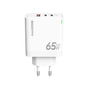 Зарядное устройство GaN EU A+2C для розетки с QC3.0 + PD, 65 Вт, белое