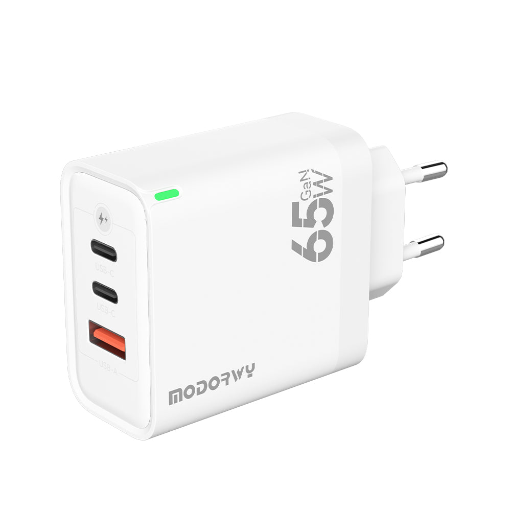 Зарядное устройство GaN EU A+2C для розетки с QC3.0 + PD, 65 Вт, белое